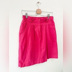 Vintage Linen Skirt “Crazy Horse”- Bright Pink - Size 10
